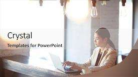  Presentation with female - Slide deck having concentrating on searching for necessary background and a white colored foreground