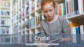  Presentation with pupil - Slide set with concentration - elementary schoolgirl reading a book background and a ocean colored foreground