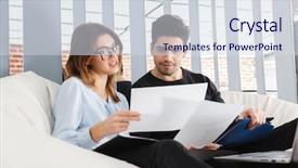  Presentation with home documents - Colorful slide deck enhanced with concentration - image of a concentrated young backdrop and a sky blue colored foreground