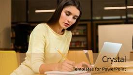  Presentation with young college student diagnosis of sti - Slide set featuring concentration - image of a young student background and a yellow colored foreground