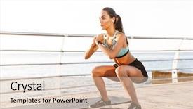  Presentation with workout - Slide set consisting of concentration - photo of attractive concentrated woman background and a soft green colored foreground