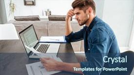 Presentation with working - Amazing presentation theme having concentration - picture of serious concentrated man backdrop and a ocean colored foreground