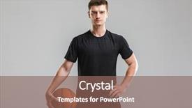  Presentation with basketball referee holding a basketball - Colorful slides enhanced with concentration - portrait of a concentrated young backdrop and a violet colored foreground