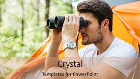 Presentation with tourist - Beautiful theme featuring concentration camp - handsome young man tourist sitting backdrop and a coral colored foreground