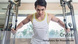  Presentation with asian - Beautiful theme featuring concentration while exercising cable crossover backdrop and a light gray colored foreground