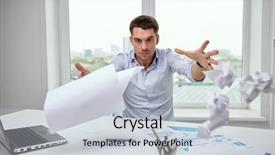  Presentation with angry people - PPT layouts consisting of concept - angry businessman throwing paper background and a  colored foreground