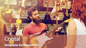  Presentation with music instruments - Beautiful slide set featuring concept - assistant showing electric guitar backdrop and a coral colored foreground