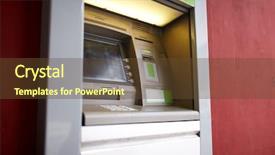  Presentation with atm machine - PPT theme featuring concept - atm bank cash machine background and a tawny brown colored foreground