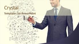  Presentation with stock market abstract business concept - PPT theme featuring concept - attractive buisnessman or teacher background and a  colored foreground