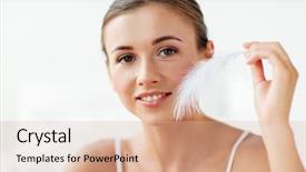  Presentation with beautiful skin - Amazing PPT theme having concept - beautiful woman with feather backdrop and a lemonade colored foreground