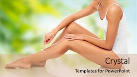  Presentation with green beauty - Audience pleasing slides consisting of concept - beautiful woman with safety backdrop and a coral colored foreground