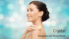  Presentation with blue lights - Theme consisting of concept - beautiful woman with soap background and a lemonade colored foreground