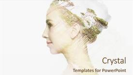  Presentation with beautiful nature - Presentation theme enhanced with concept - beautiful young woman face background and a  colored foreground