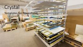  Presentation with furniture industry - Presentation theme having concept - boards storing at furniture background and a  colored foreground