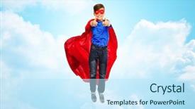  Presentation with super man - Colorful presentation theme enhanced with concept - boy in red super backdrop and a sky blue colored foreground
