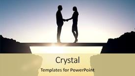  Presentation with teamwork cooperation - Colorful PPT layouts enhanced with concept - business people shaking hands backdrop and a blonde colored foreground