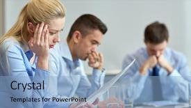  Presentation with problem solving - PPT theme enhanced with concept - business team sitting sad background and a light blue colored foreground