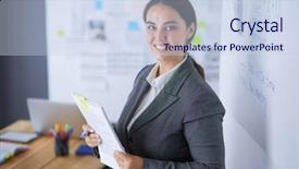  Presentation with flip book - Cool new PPT theme with concept - business team with flip backdrop and a  colored foreground