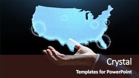  Presentation with united states map - Colorful slide deck enhanced with concept - businessman hand with map backdrop and a wine colored foreground