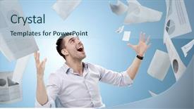 Presentation with people falling - Theme with concept - businessman with falling paper background and a sky blue colored foreground