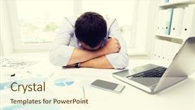  Presentation with paperwork - Colorful presentation theme enhanced with concept - businessman with laptop computer backdrop and a cream colored foreground