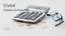  Presentation with business calculator - Amazing PPT layouts having concept - calculator eyeglasses and euro backdrop and a white colored foreground