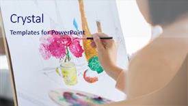  Presentation with poetry creativity concept - Beautiful PPT theme featuring concept - close up of artist backdrop and a sky blue colored foreground