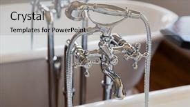  Presentation with plumbing - Beautiful presentation theme featuring concept - close up of bath backdrop and a light gray colored foreground
