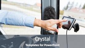  Presentation with bus transportation - Slide deck having concept - close up of bus background and a  colored foreground