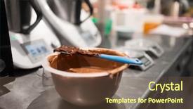  Presentation with chocolate shop - Cool new presentation design with concept - close up of chocolate backdrop and a tawny brown colored foreground