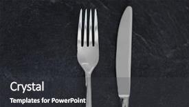  Presentation with table setting - PPT theme consisting of concept - close up of fork background and a dark gray colored foreground