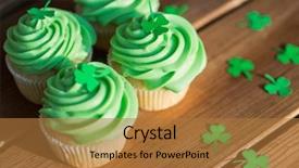  Presentation with cupcakes - Presentation enhanced with concept - close up of green background and a coral colored foreground
