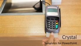  Presentation with payment - Beautiful PPT theme featuring concept - close up of hand backdrop and a coral colored foreground