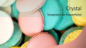  Presentation with baking concept on dark - Presentation design consisting of concept - close up of macarons background and a teal colored foreground