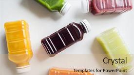  Presentation with healthy eating - Theme featuring concept - close up of plastic background and a coral colored foreground