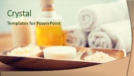  Presentation with cosmetics natural - Cool new PPT theme with concept - close up of soap backdrop and a sky blue colored foreground