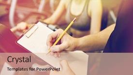  Presentation with exercise bike - Theme having concept - close up of trainer background and a lemonade colored foreground