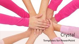  Presentation with women - Presentation theme featuring concept - close up of women background and a coral colored foreground