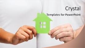  Presentation with green real estate - Slide set consisting of couple hands holding green house background and a white colored foreground