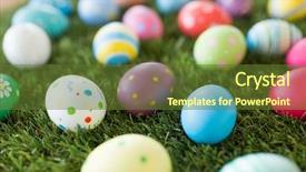  Presentation with holidays - Colorful theme enhanced with concept - colored eggs on artificial backdrop and a  colored foreground