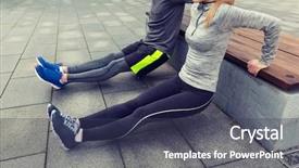  Presentation with people street - PPT theme having concept - couple doing triceps dip background and a tawny brown colored foreground