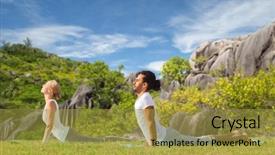  Presentation with sport - Presentation theme enhanced with concept - couple making yoga cobra background and a gold colored foreground