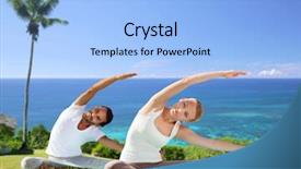  Presentation with palm tree - Colorful slide deck enhanced with concept - couple making yoga exercise backdrop and a  colored foreground