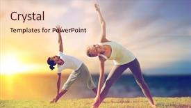  Presentation with fitness - Slide deck featuring concept - couple making yoga triangle background and a lemonade colored foreground