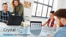  Presentation with business technology internet and network - Amazing slide deck having concept - creative team or designers backdrop and a light blue colored foreground