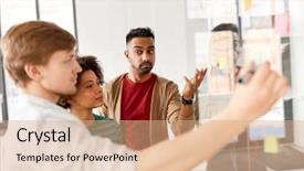  Presentation with team planning - Slides enhanced with concept - creative team with scheme background and a  colored foreground