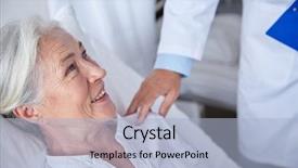  Presentation with health-care - Slide set consisting of concept - doctor visiting happy senior background and a light blue colored foreground