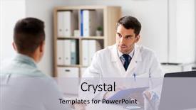  Presentation with medical clipboard - Cool new presentation theme with concept - doctor with clipboard talking backdrop and a light gray colored foreground