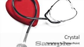  Presentation with pure white - PPT theme featuring health concept - doctor's stethoscope and red heart background and a white colored foreground