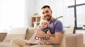  Presentation with baby girl - Theme consisting of concept - father with little baby background and a  colored foreground